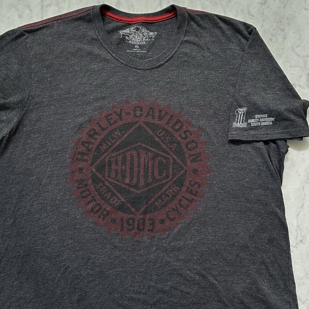 Sturgis Harley Davidson Men's 2XL XXL Dark Gray T-Shirt Motorcycles South Dakota
